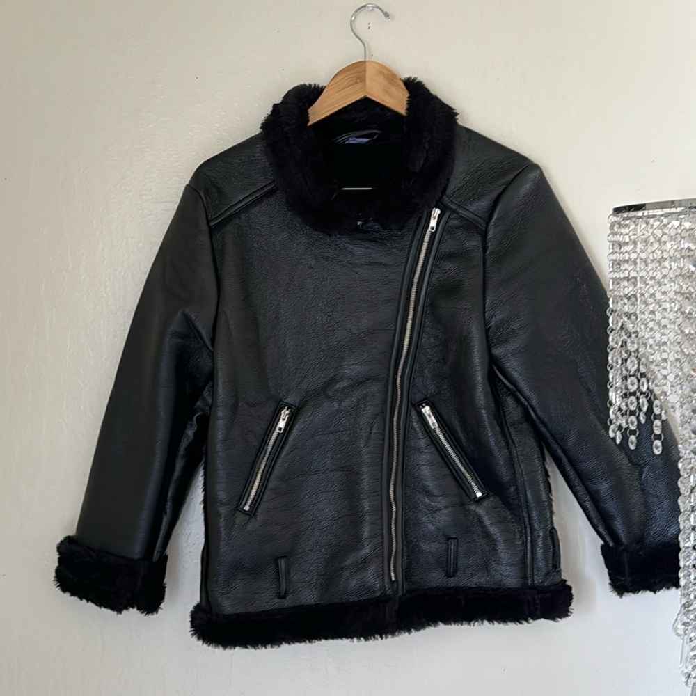 Women’s Faux Leather Black Jacket Size 8